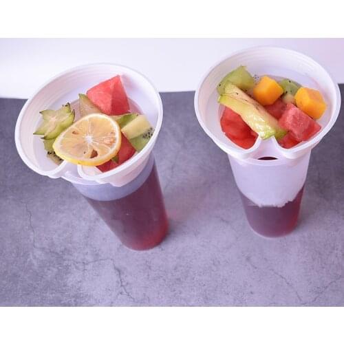 50pcs Net red snack round steak tray white fried chicken plate 500ml clear plastic cup ice cream dessert cups party creative cup