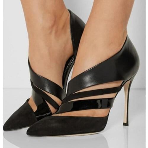 ASHIOFU New Handmade Womens High Heel Pumps Cut-out Pointy Office&Career Shoes Slip-on Party Prom Fashion Pumps Shoes