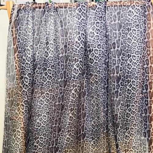 White Waxberry 40g/m 135cm Blue and black leopard organza fabrics clothes Garment sewing materials Free shipping
