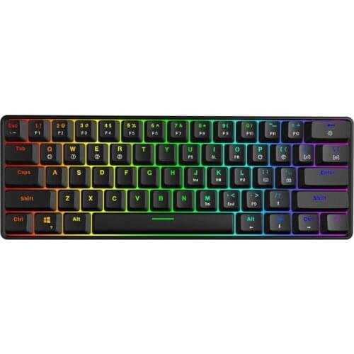 RGB Backlit Bluetooth 5.0 Wireless Dual Mode Mechanical Keyboard,Portable Compact Waterproof Mini Gaming 61 Gateron Keys