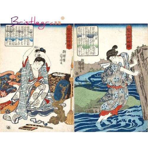BRISTLEGRASS Wooden Jigsaw Puzzle 500 1000 Piece Japanese Ukiyoe Utagawa Kuniyoshi Woman Educational Toy Painting Art Home Decor