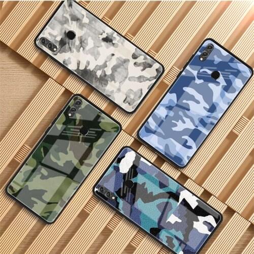 Camouflage Pattern Tempered Glass Phone Case For Huawei P20 P30 P40 P40 Lite Pro Psmart Mate 20 30 Cover Shell