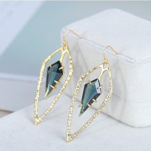Europe and the US jewelry wholesale full drilling geometric hollow triangle conical gem personality exaggerated earring