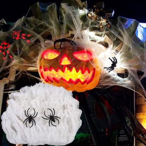 Halloween Cotton Spider Web Simulation Plastic Black Spider Decoration Props Bar Haunted House Ornaments Holiday Party Decor