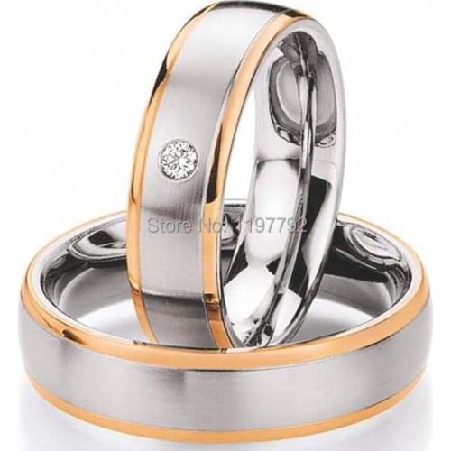Custom made rose gold colour health titanium engagement wedding rings sets for couples