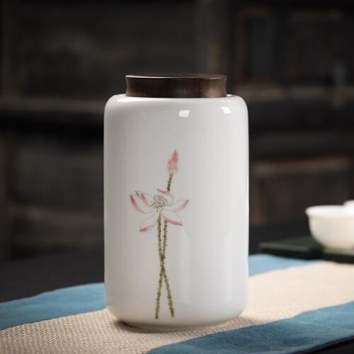 Ceramic Tea Caddy Moisture-Proof Kitchen Food Sealed Storage Tank Portable Travel Packaging Gift Box Canister Spice Jar small