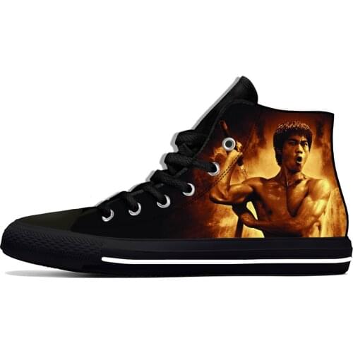 Kung Fu Legend Bruce Lee Dragon Fashion Classic Casual Cloth Shoes High Top Lightweight Breathable 3D Print Men Women Sneakers