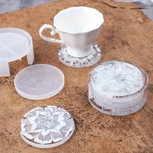 Round Coaster Mirror Silicone Mold DIY Epoxy Resin Coaster Storage Box Handmade Crystal Coasters Casting Molds