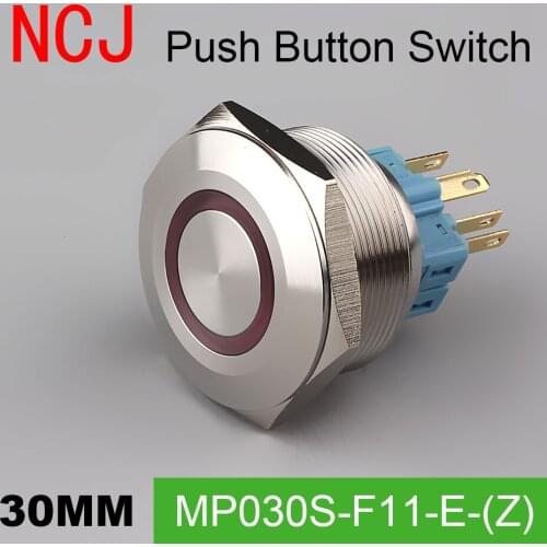 NCJ 30mm Metal Push Button Switch IP67 Maintained Alternate & Momentary push button switch with LED lamp 5A