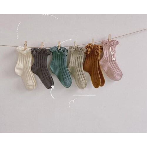 Fashion Children Girls Ruffle Socks Baby Cotton Cute Lace Sock Kids Anti Slip Socks 0-8 Years Old