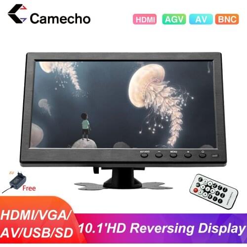 Camecho10.1"HD Car Headrest Monitor TFT LCD HD Digital Screen HDMI/VGA/AV/USB/SD Slim UV Coating PC/TV/DVD Player For Monitoring
