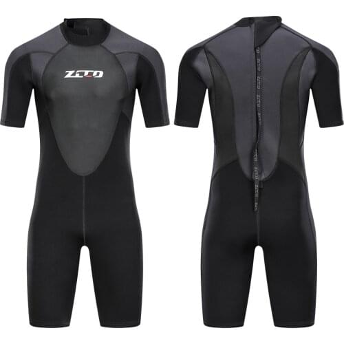 1Set 3mm Men Short Sleeve Patchwork Wetsuit One-piece Neoprene Zip Wet Suit Spearfishing Swimming Urban Beach Swimwear M-4XL