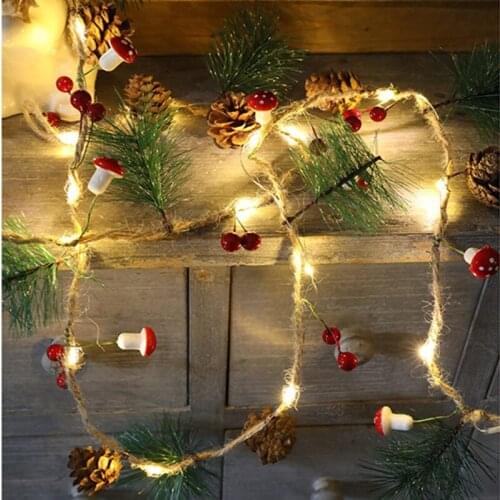 New Christmas Pine Cone Pine needle String Light Copper Wire Lamp Battery Power for Xmas New Year Room Outdoor Garden Decoration