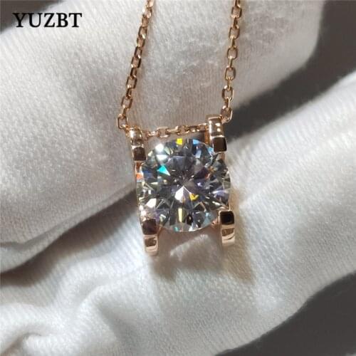 18K Rose Gold Plated Silver 925 Brilliant Cut 1 ct Diamond Test Past D Color Moissanite Cow Head Pendant Necklace for Wedding