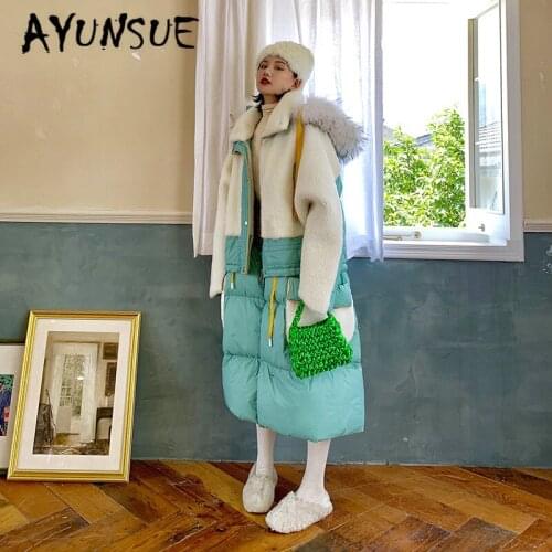 Natural Real Fur Coat Women Clothes 2020 Korean Winter Coat Women 90% White Goose Down Coat Puffer Jacket Fur Tops 1911 YY2152