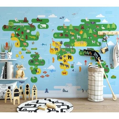 Papel de parede modern cartoon animal world cute childrens room Background Wall 3D wallpaper mural,living room home decor