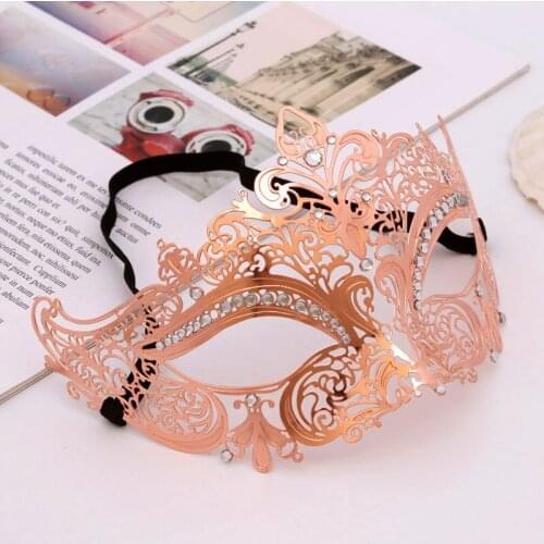 Phantom Metal Laser Cut Rose Gold Wedding Party Mask Women Crown Costume Venetian Filigree Cosplay Masquerade Masks 07