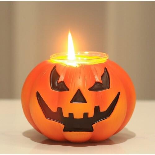 Halloween ghost face pumpkin candle holder candle lamp desktop atmosphere decoration resin crafts