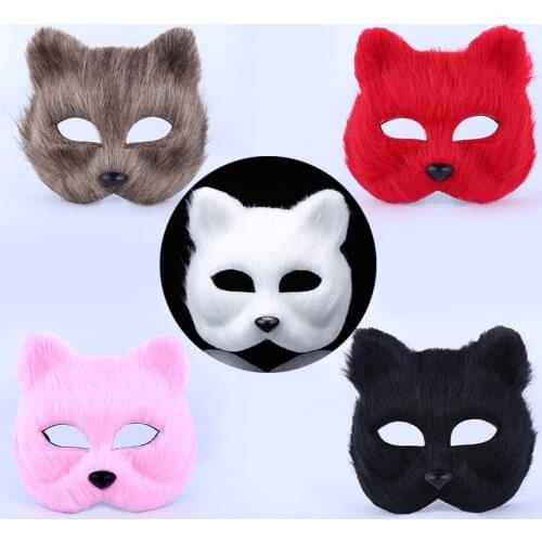 Fox Shape Half Face Mask Christmas Carnival Party Cosplay Mask Halloween Costume Props 5 Colors