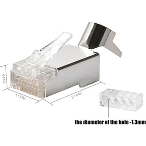 10Pcs Cat7 RJ45 connector 1.3mm cat 7 crystal plug shielded FTP RJ45 modular connector