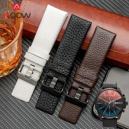 Genuine Leather Strap 22mm 24mm 26mm 28mm 30mm Men Women Replacement Bracelet Watch Band for Diesel DZ1657 DZ1405 DZ1206 Black
