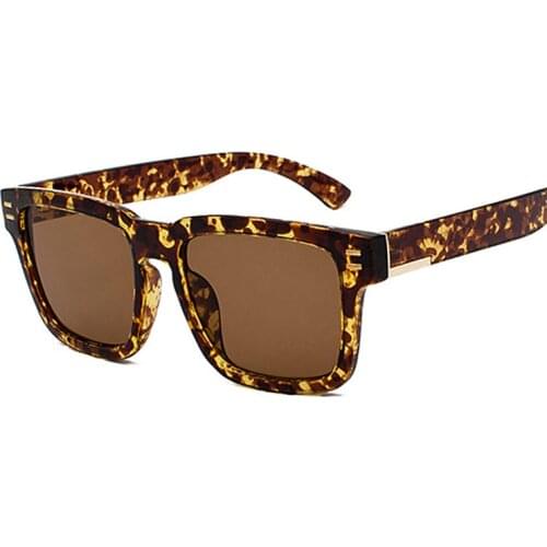 Vintage Square Men Sunglasses Full Frame Retro Leopard Sun Glasses Female Male Fashion Brand Designer Rivet Oculos De Sol