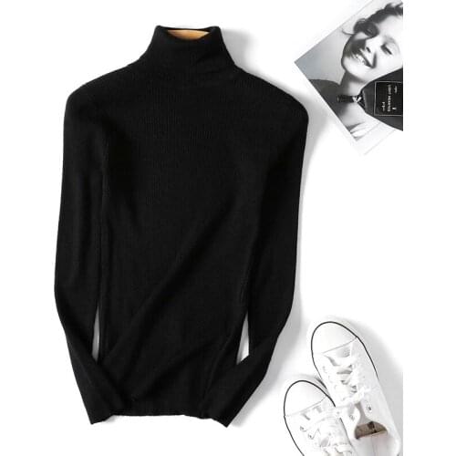 Turtleneck Warm Women Sweater Autumn Winter Knitted Femme Pull High Elasticity Soft Female Pullovers Sweater