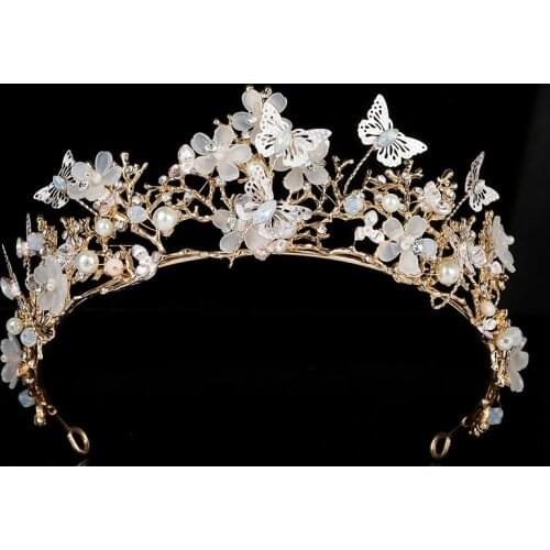 Tiaras And Crown HADIYANA Romantic Butterfly Design Women Wedding Party Corona Princes Zircon BCY8890 Accesorios para el cabello