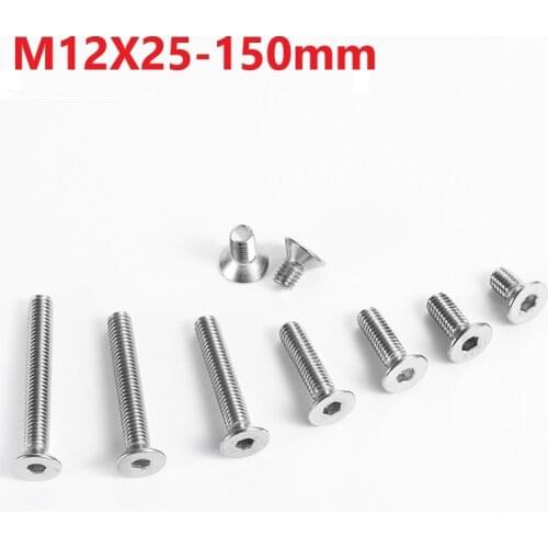 12mm 304 Stainless Steel Hexagon Socket Countersunk Flat Cap Head Screw M12x25 30 130 140 150mm Countersunk Socket Head Screw