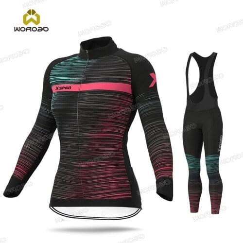 Women Long Sleeve Cycling Jersey Set Road Riding Bike Spring Autumn Wear Professional Team Bicycle Uniform Sportswear Breathable