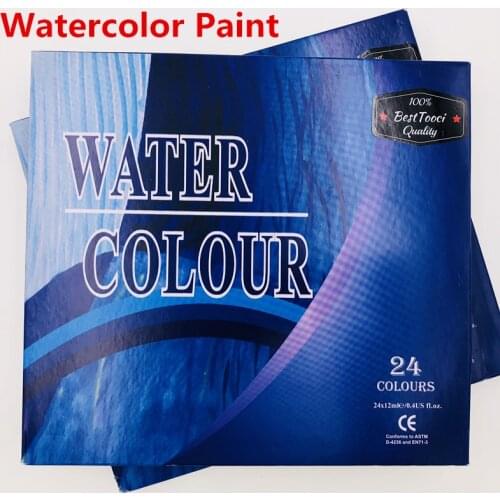 12ML 24 Colors Professional Brand Watercolor Paint Paper Pigment Art Supplies Acrylic Paints Each Tube 12ML Paint