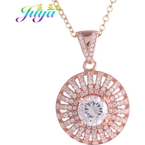 2018 Fashion Indian Jewelry Long Necklace Micro Pave Big Zircon Round Pendant Necklace For Women Gift Party Jewelry