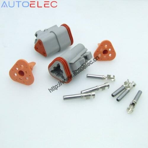 3 Pin AT06-3S Amphenol DT 3 Deutsch GRAY Female connector 1060-16-0122 u-barrel terminal Nickel HARLEY CATERPILLAR RACE CARS