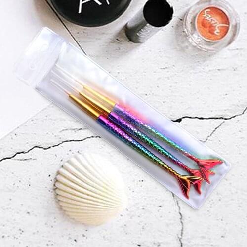 3pcs/set Mermaid Nail Art Brush Painting Pen Liner Drawing for Nails stuff UV Gel Dust Clean Pen Nail Art Tools Brush SJ84F