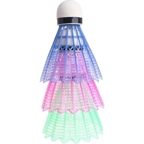 3pcs LED Badminton Ball Glowing Light Up Plastic Badminton Shuttlecocks Colorful Lighting Balls Outdoor Sports Activities
