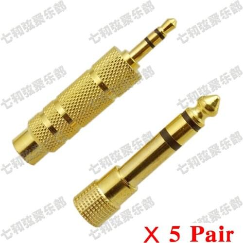 5 Pair Stereo Microphone Guitar Cable Audio Converter Adapter Coupler Connector 3.5mm to 6.35mm and 6.35mm to 3.5mm
