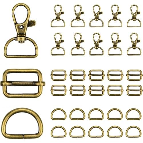60Pcs Keychain Bulk with Key Chain Swivel Hooks D Rings and Slide Buckles, Slide Straps Adjuster for Key Purse Straps