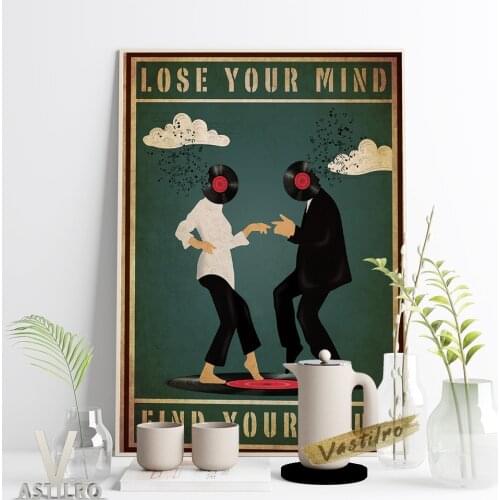 Couples Dance Enjoy Music Abstract Poster Vinyl Record Collage Art Print Canvas Painting Anniversary Gift Living Room Home Decor