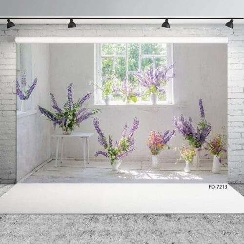 White Interior Flowers Photophone Photography Backgrounds Vinyl Photo Studio Backdrop for Children Baby Portrait Doll Photobooth