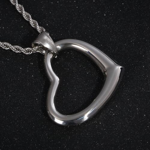 Heart Fashion Stainless Steel Pendant Necklace For Men/Women Classic Unisex Necklace Metal Jewelry