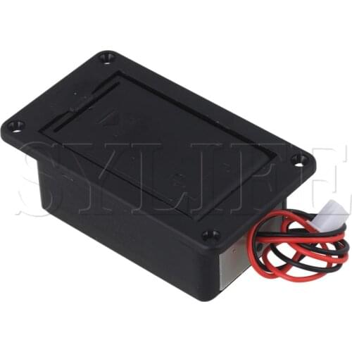 Black 9V Plastic Battery Box Holder for Guitar Bass with Wire Connection