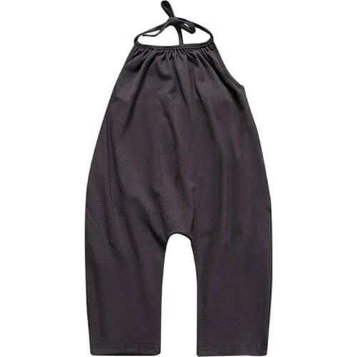 Baby Sling One-Pieces Summer Infant Halter Neck Jumpsuits Toddler Solid Color Romper Clothes Girls Fashion Bodysuits 1-5Y