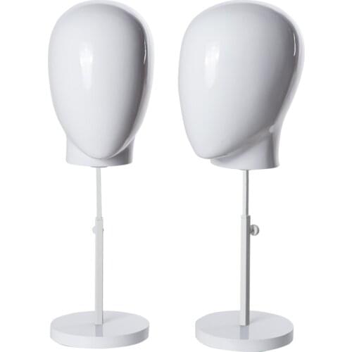 One Piece Glossy Plastic Male Manneqin Head With Metal Base For Display