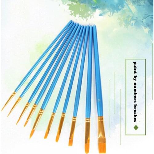 HUACAN 10Pcs/Set Paint By Numbers Brushes Accessories Watercolor Gouache Paint Brushes Tools