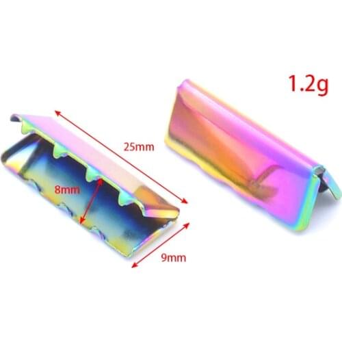 Ivoduff 1 INCH Metal Strap Tail Clip Rainbow Color Buckle Belt Tail Clip Wallet Leather Stopper Buckle Cord End DIY Accessory