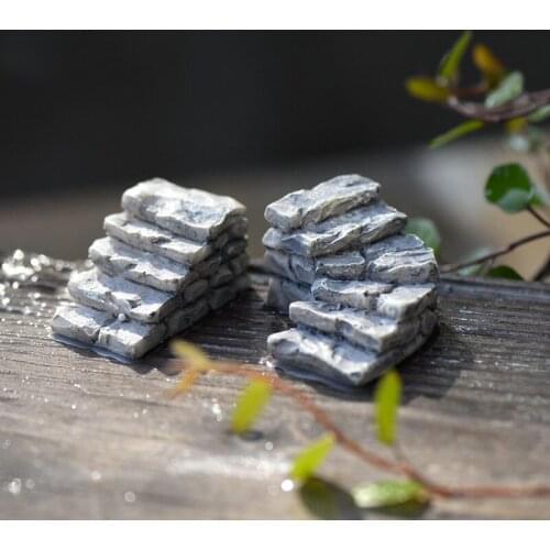 Stone Stairs Step Path Figures Miniature Figurine Mini Fairy Garden Micro Landscape Tank Animal Statue Resin Mini Garden Craft