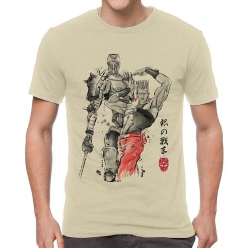 Chariot Sumi-e Tshirt Men Streetwear Tee Tops 100% Cotton T Shirts Short Sleeve Jojo Bizarre Adventure T-shirts Gift Idea Merch
