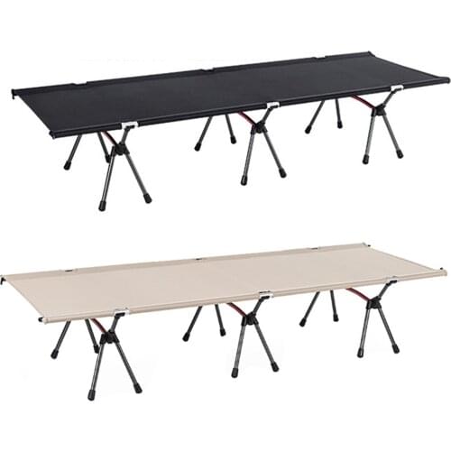 Oxford Cloth Compact Folding Camping Cot Outdoor Portable Camp Bed Heavy Duty Mat Ultralight Military Travel Sleeping Cushion