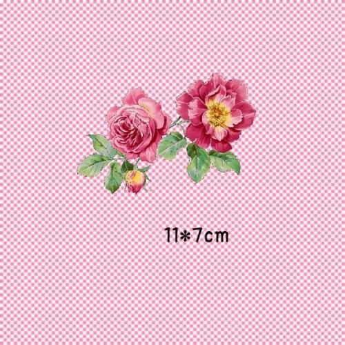 Beautiful Flowers Patches Heat Transfer Iron On Patch A-level Washable Clothes Stickers Easy Print By Household Irons Decor