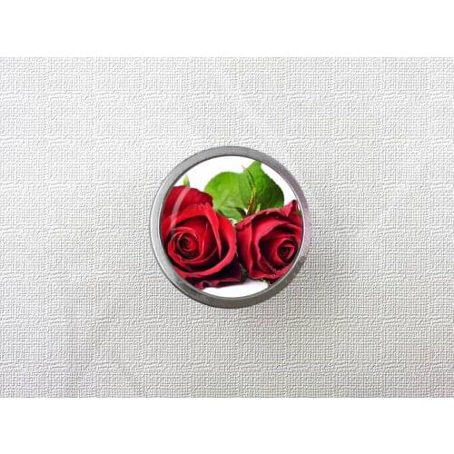 Red Rose Design Dresser Drawer Knobs Vintage Style DIY Knobs Copper Sliver Bronze Modern Funiture Door Cabinet Handles Hardware